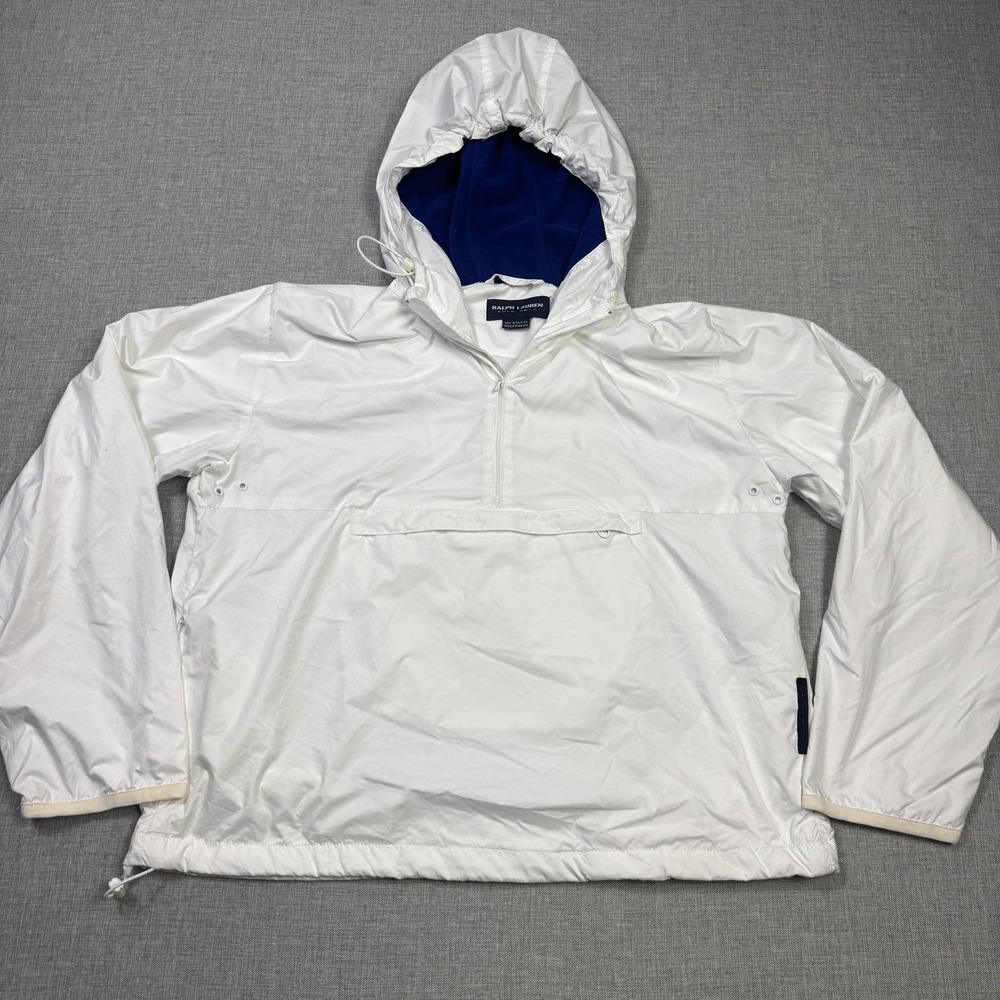 Ralph Lauren Polo Golf 1/4 Zip Anorak Jacket Womens S White Hood Fleece Lined